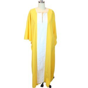 TUCKERNUCK Summer In St Tropez Celeste Caftan Dress M/L Yellow White Resort
